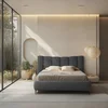 MID.YOU OBLAZINJENA POSTELJA 180 cm x 200 cm , les, tekstil, leseni material antracit