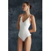 Trendyol Ecru V Neck Textured Regular Swimsuit