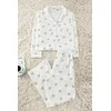 Trendyol White Cotton Floral Covered Pocket Detailed Knitted Pajama Set