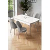 HANAH HOME Rasklopivi trpezarijski sto i stolice (5 delova) Nira White Chrome Grey