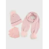 Sinsay - Zimski komplet sa pomponima: kapa, šal i rukavice 3 pack - pastelno roze