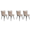 Hanah Home Set 4 trpezarijske stolice Kuşakli Krem-Crni