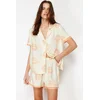 Trendyol Ecru-Orange Galaxy Patterned Viscose Woven Pajamas Set