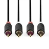 NEDIS GOLD AUX Kabel | 2x RCA m – 2x RCA m | 10.0 m | Pozlaćeni konektori | Crni