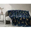 Temno modra božična mikroplišasta odeja GOLDEN DEER Dimenzije: 150 x 200 cm