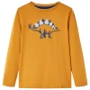 vidaXL Otroška majica z dolgimi rokavi potisk dinozavra oker 92