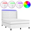 Vidaxl Box spring postelja z vzmetnico LED bela 140x200cm umetno usnje