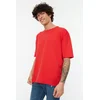 Trendyol Red Basic 100% Cotton Crew Neck Oversize/Wide Fit Short Sleeve T-Shirt