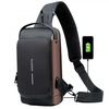 Torba preko ramena s USB punjenjem protiv krađe - Crna / Smeđa KP25261