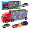 slomart LEAN TOYS Tovornjak z garažo in avtomobilčki, izstrelitev 3 kos, rdeč