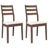 Vidaxl Jedilni stoli z blazinami 2 kosa Brown Solid Wood Rubber