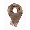 Ombre Double-sided mens checkered scarf with tassels - brown and beige