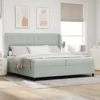 vidaXL vidaXL Postelja z vzmetnico Svetlo siva 200x200 cm Žamet, (22052547)
