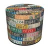 shumee Dekorativni tabure, Bertoni, potisk Freeway - okrogel tabure za dnevno sobo, predsobo, valj 40 cm, eleganten, z zadrgo, pralno