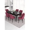 Hanah Home Set Trpezarijski sto i 6 stolica Eva, Bordo-crni