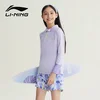 Li-Ning Dvodelni kupaći kostim za devojčice, Dugi rukav, Ljubičasti