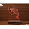 Black Cut 3D Lampa Delfin, Crvena