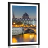 Plakat s paspartujem osvetljena panorama Pariza - 30x45 black
