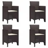 Vidaxl Vrtni Stol z blazino 4 szt. Rjava 53 x 49 x 85 cm Polipropilen