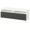 BESTA TV stalaža s fiokama, bela/Lappviken/Stubbarp tamnosiva, 120x42x48 cm