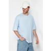 Trendyol Light Blue Oversize/Wide-Fit Basic 100% Cotton T-Shirt
