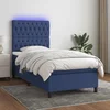 Vidaxl Box spring postelja z vzmetnico LED modra 90x190 cm blago