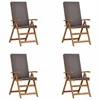 Vidaxl Vrtni Stol 4 szt. Rjava in siva 57 x 71.5 x 104 cm