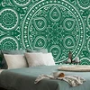 Tapeta nežna etno Mandala v zeleni varianti - 147x99