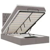 Vidaxl Otomanska postelja z vzmetnico & LEDs taupe 120x190 cm blago