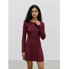 VERO MODA Pletena obleka VMGOLD LUX vinsko rdeča