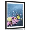 Plakat s paspartujem abstraktni cvetovi - 60x90 silver
