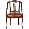 Casa Padrino luxury baroque leather dining room chair with armrests brown - Magnificent solid wood kitchen chair with fine genuine leather - Dining room furniture - Baroque furniture