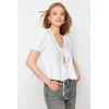 Trendyol Ecru Front Tie Detailed Regular Fit Woven Shirt