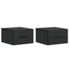 vidaXL Stenski nočni omarici s predalom 2 pcs Črna 34,5 x 33 x 20 cm