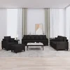 4-dijelni set sofa s jastucima crni od tkanine