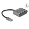 USB HUB DELOCK, 4 USB-A 3.0, 1 USB-A za polnjenje, sivi