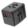 Potovalni adapter Techsuit HHT904-B2 EU/UK/AUS/US, 2x USB-A + 2x USB-C, PD 20W - črn