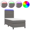 Krevet box spring s madracem LED sivi 100x200cm od umjetne kože