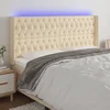 Vidaxl vidaXL Vzglavje postelje z LED diodami kremne barve 183x16x118/128 cm blago