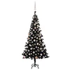 Umjetno osvijetljeno božićno drvce s kuglicama crno 180 cm PVC