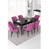 Hanah Home Set Trpezarijski sto i 6 stolica Nef, Ljubičasto-crni