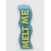 Blue Tomato Word Candle yellow letters