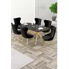 HANAH HOME Rasklopivi trpezarijski sto i stolice (7 delova) Esla Black Marble Gold Black
