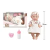 Cute Babies: Punčka igračka v beli obleki z dodatki - 28 cm