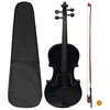 vidaXL Violina komplet z lokom in naslonom za brado črna 4/4