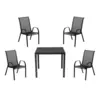 IWHOME Vrtni jedilni set VIGO M antracit, miza 90x90 cm + 4 zložljivi stoli VALENCIA 2 črni