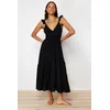 Trendyol Black Maxi Woven Ruffle Beach Dress