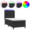 Vidaxl Box spring postelja z vzmetnico LED črn 90x190 cm umetno usnje