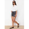 Trendyol Black Buttoned Front High Waist Denim Shorts