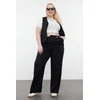 Trendyol Curve Black Wide Leg Labeled Plus Size Woven Trousers